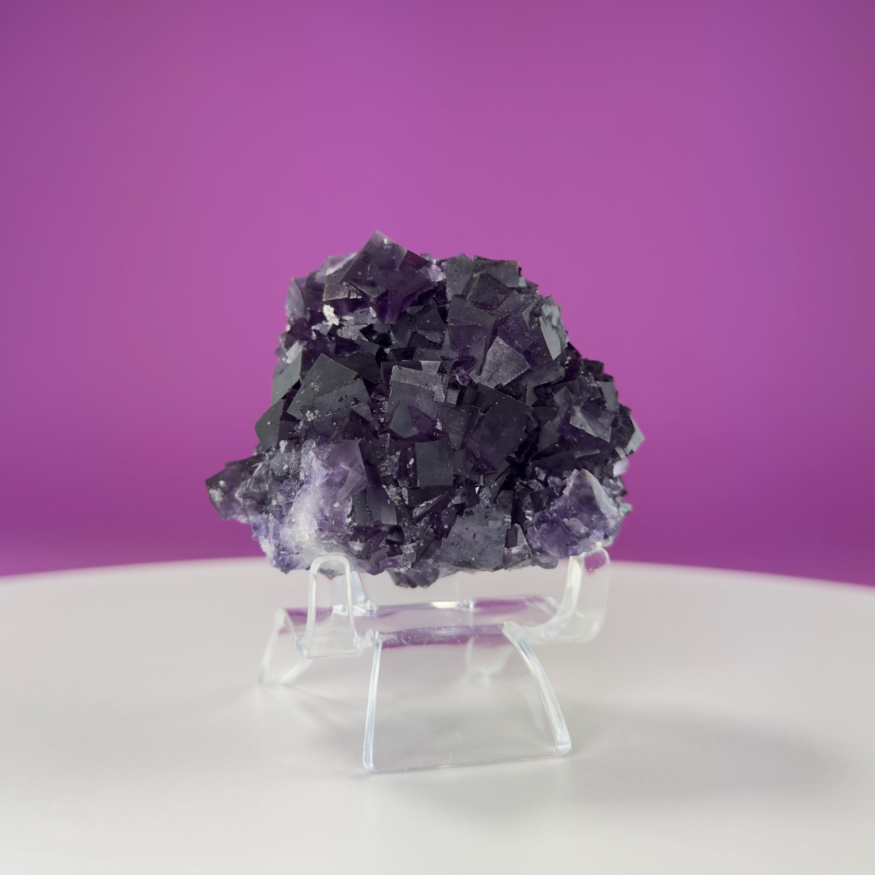 Purple Fluorite Cube Cluster (Anhui, China) (Includes Acrylic Stand)