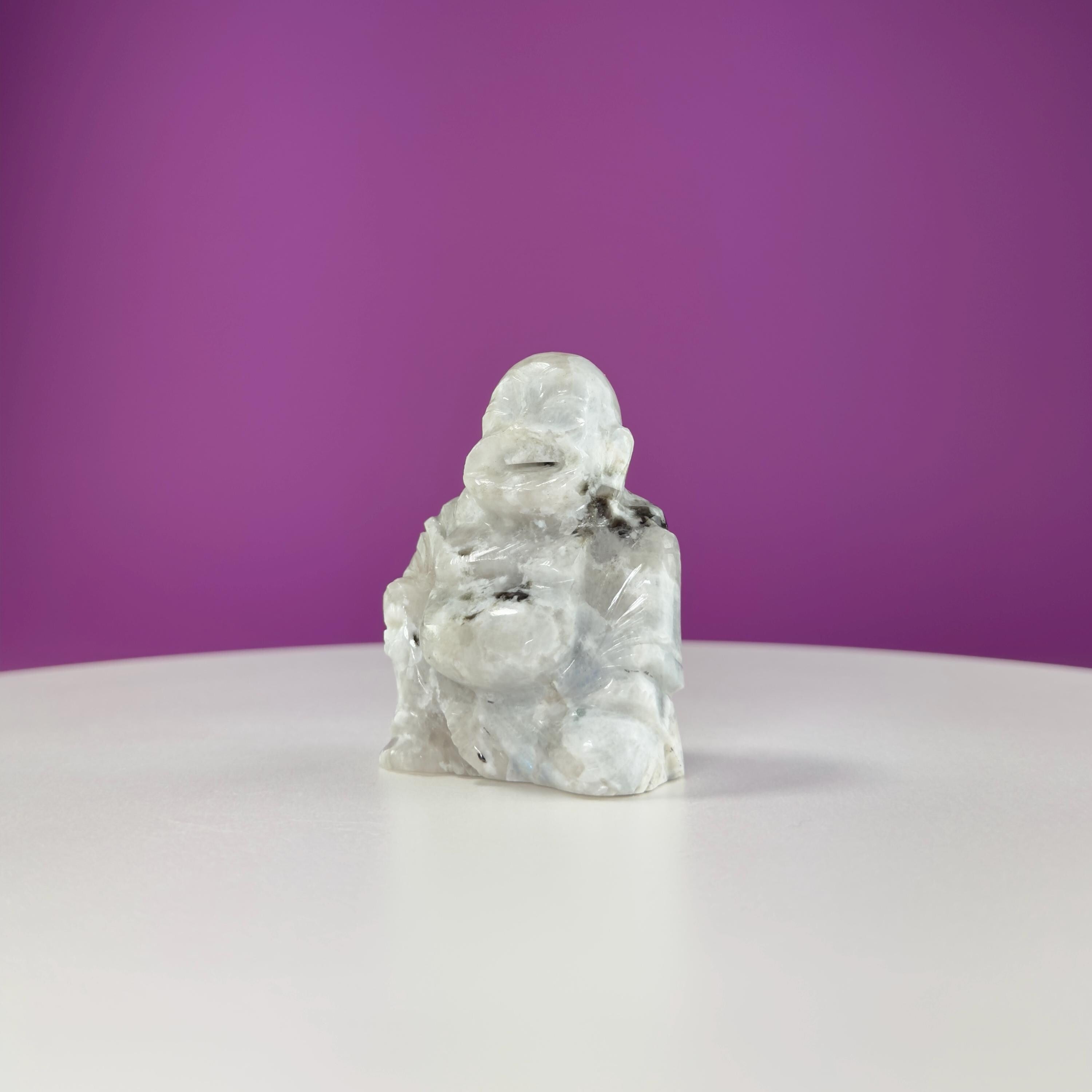 Rainbow Moonstone Buddha Carving
