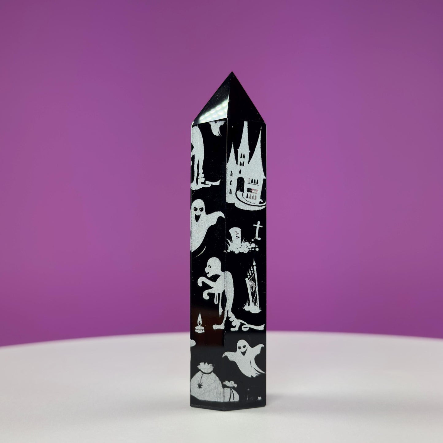 Black Obsidian Tower with Halloween Graphics