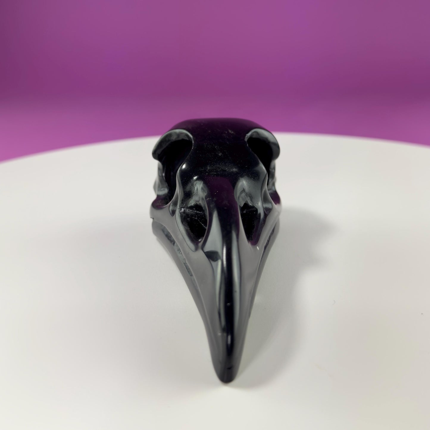 Black Obsidian Raven Skull Carving