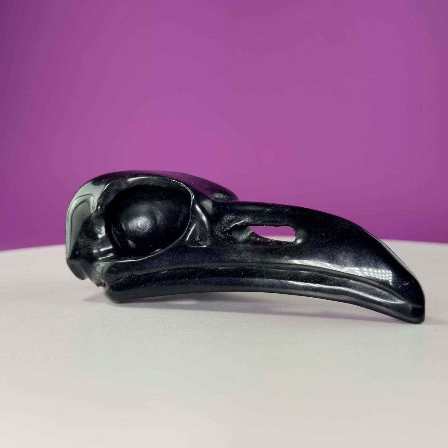 Black Obsidian Raven Skull Carving