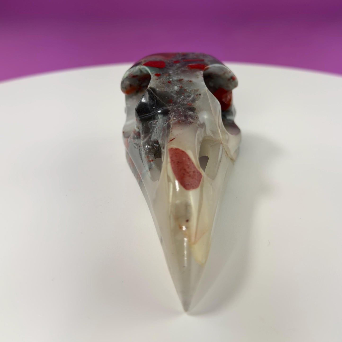 African Bloodstone Raven Skull Carving