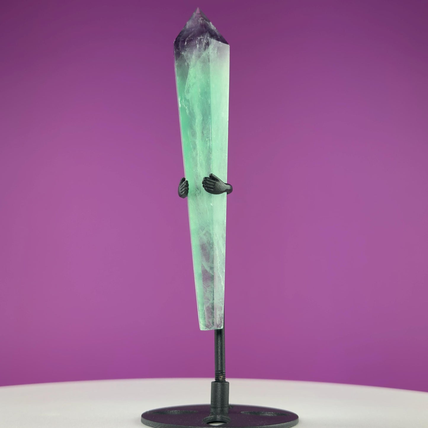 Green Fluorite Scepter and Black Metal Stand