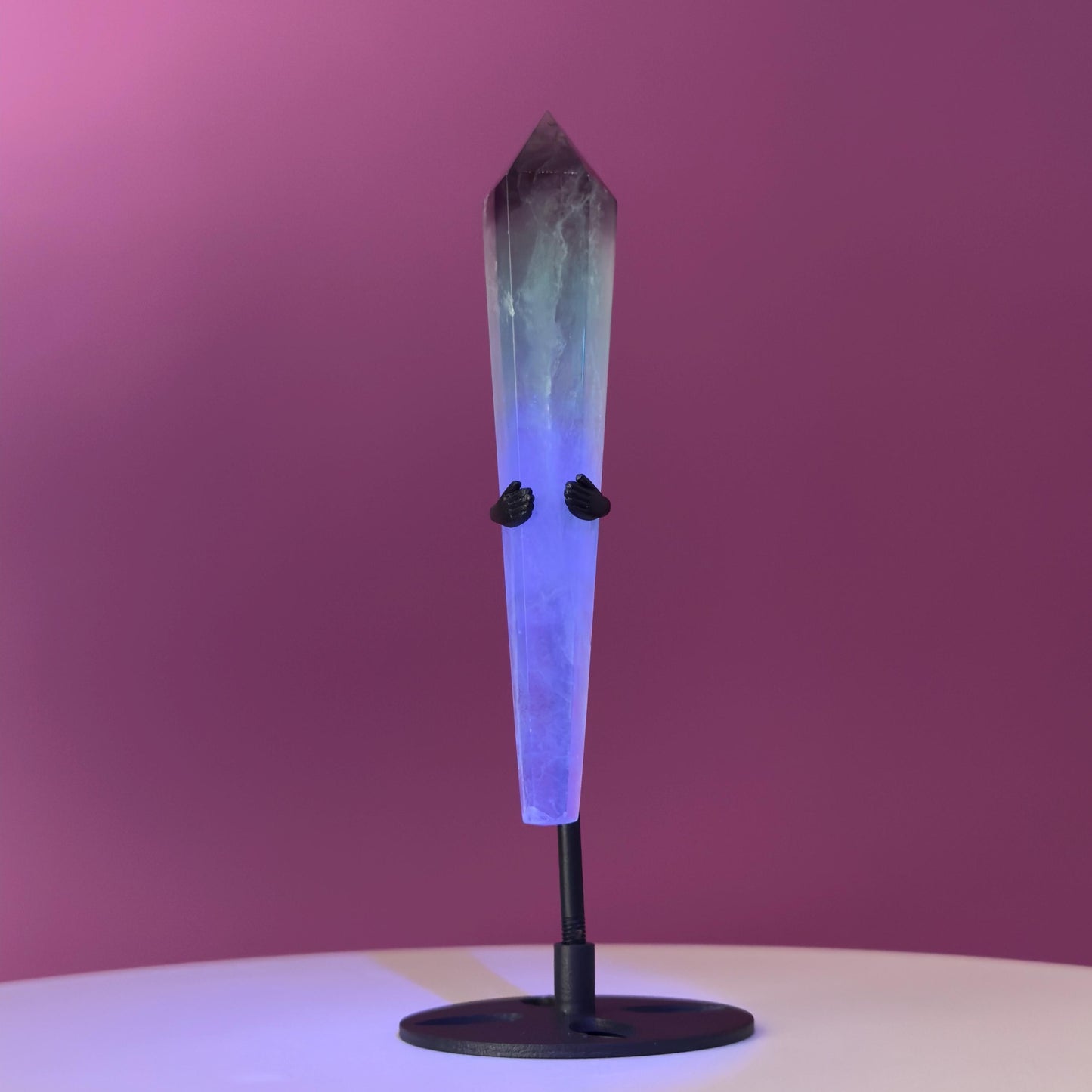 Green Fluorite Scepter and Black Metal Stand