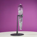 Watermelon Fluorite Scepter and Black Metal Stand, UV Reactive