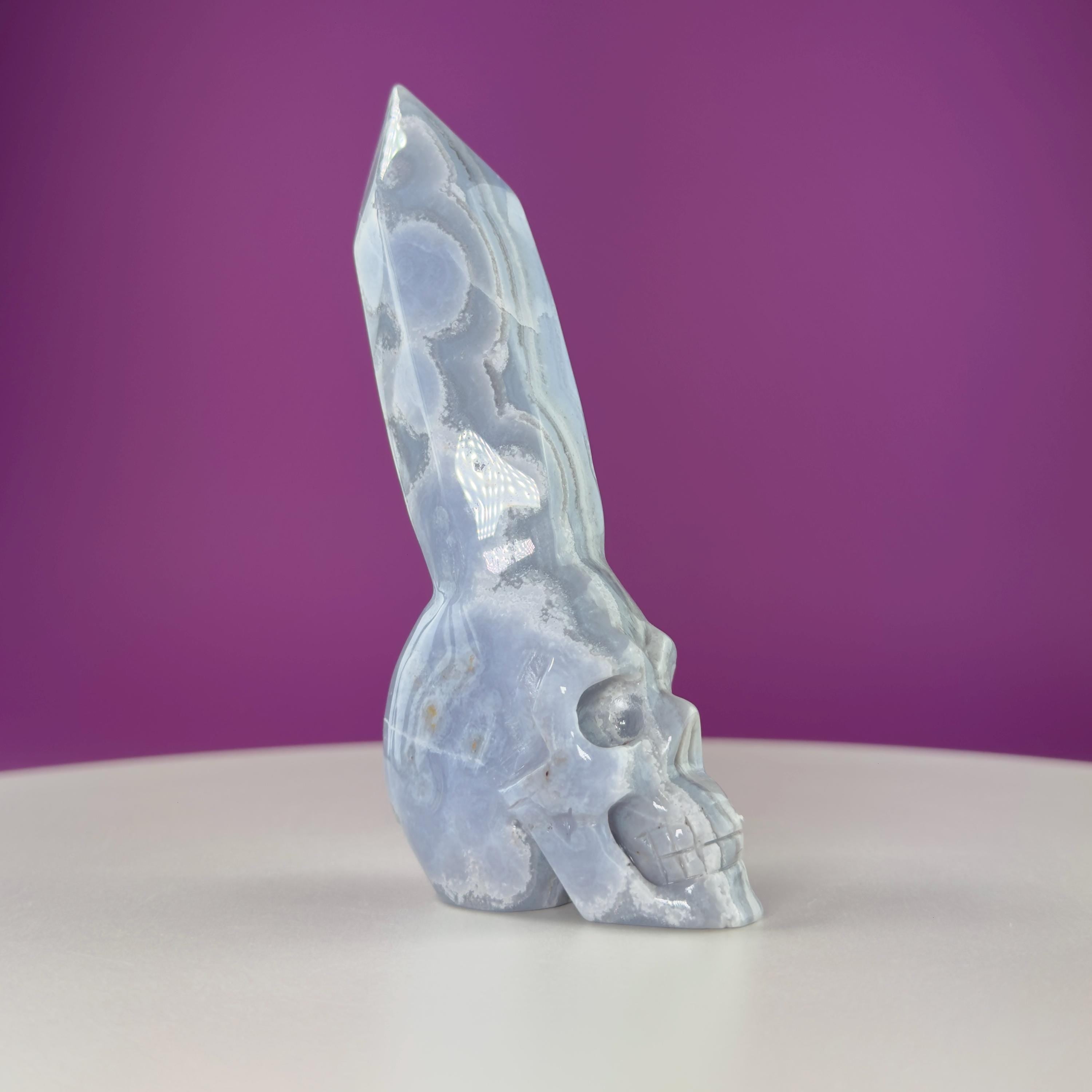 Blue Lace Agate Skull with Generator