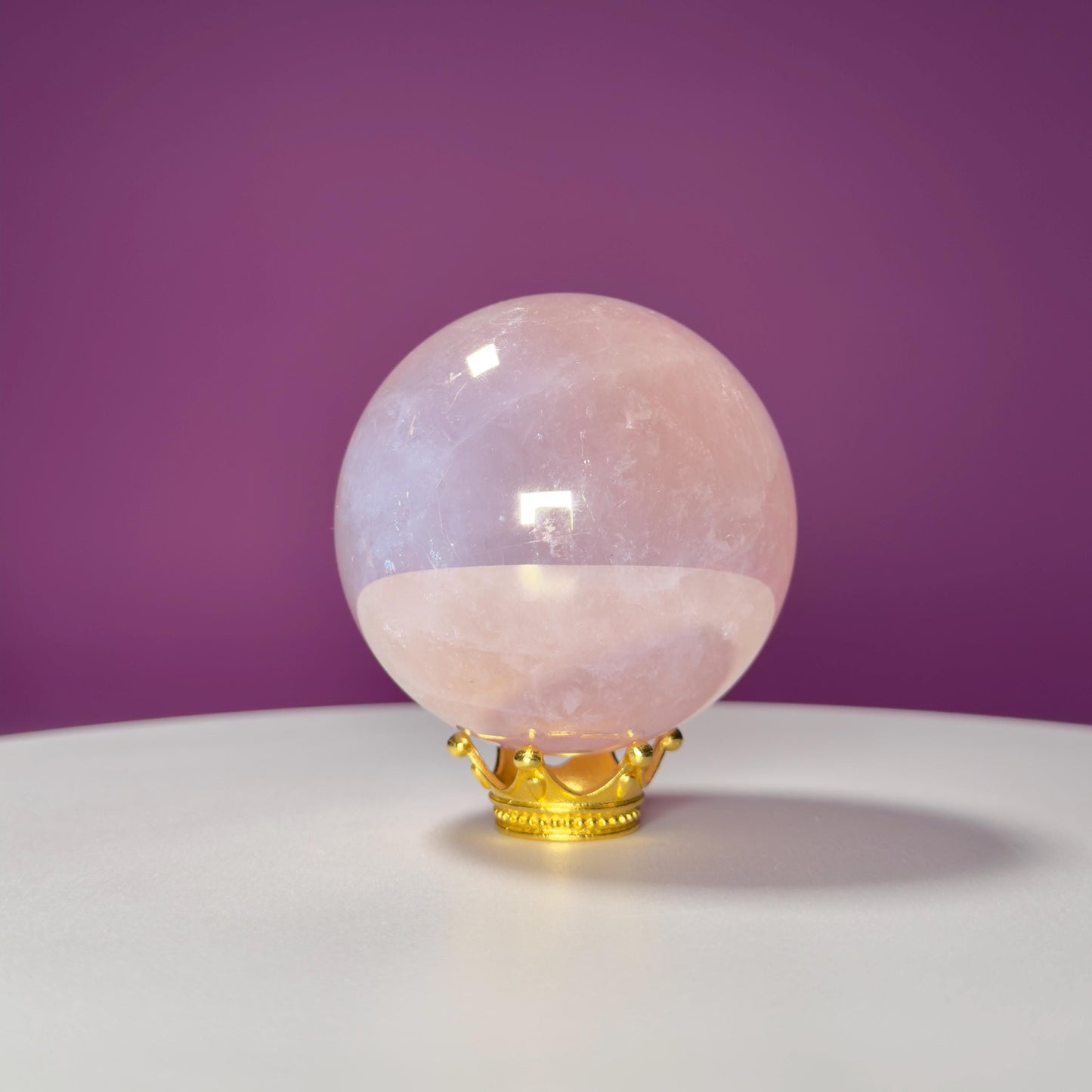 Aura Rose Quartz Sphere (Includes Gold Stand)