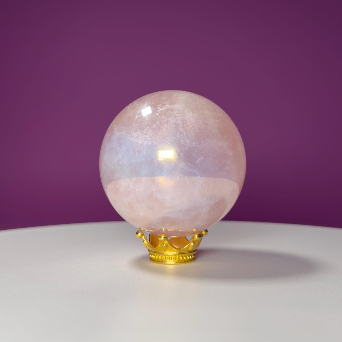 Aura Rose Quartz Sphere (Includes Gold Stand)