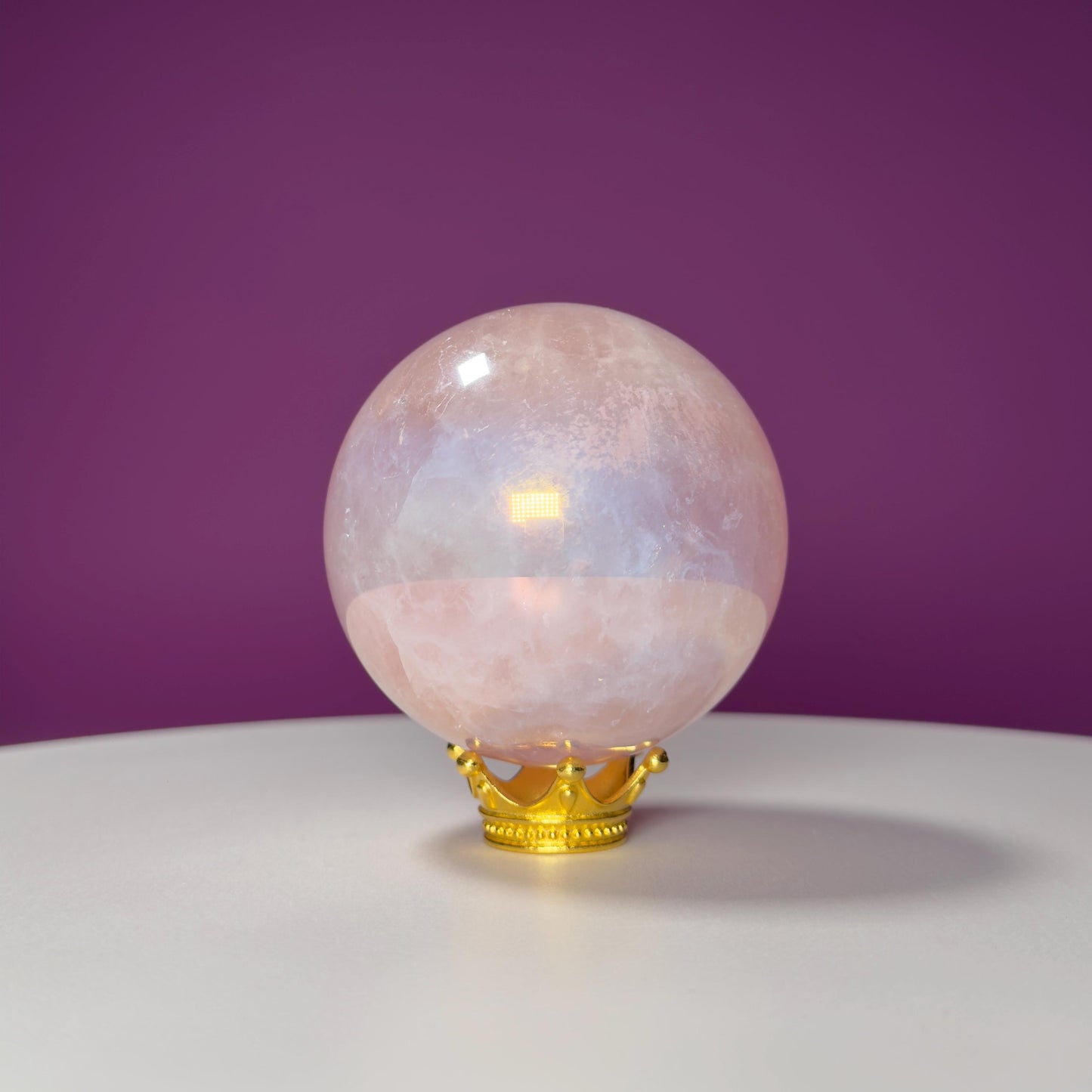 Aura Rose Quartz Sphere (Includes Gold Stand)