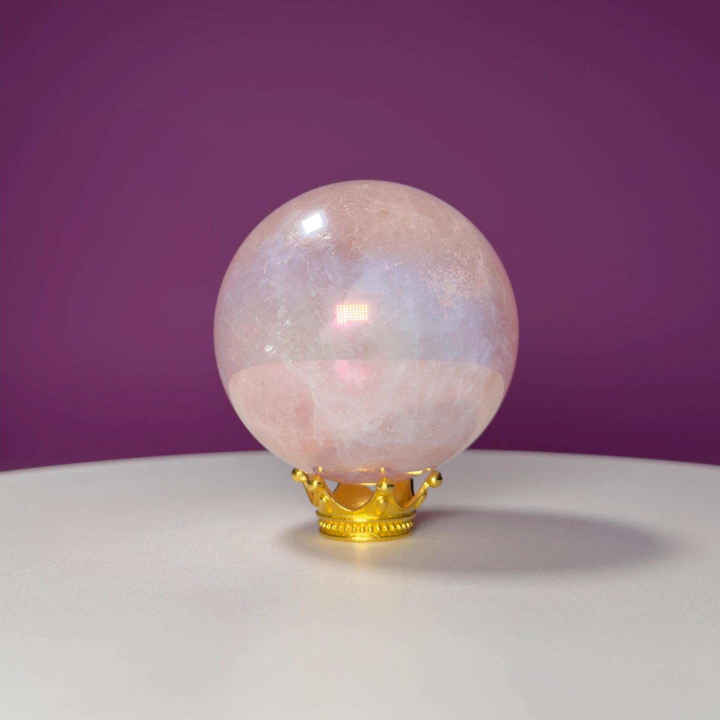 Aura Rose Quartz Sphere (Includes Gold Stand)