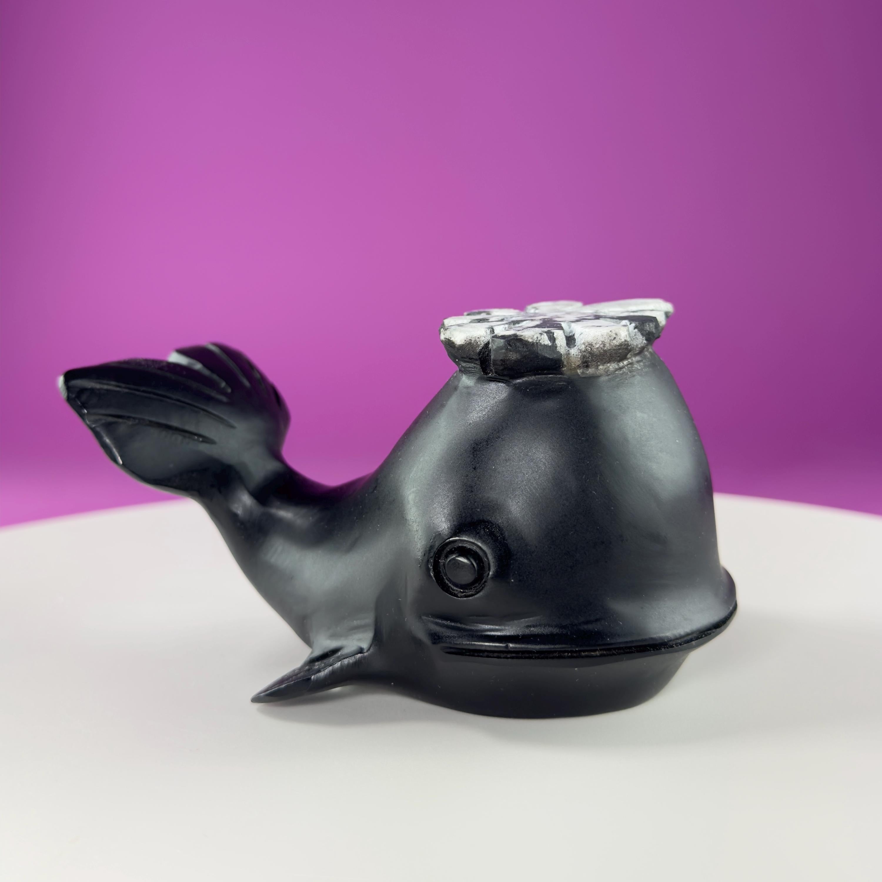 Chrysanthemum Stone Whale Carving with Natural Flower Formation