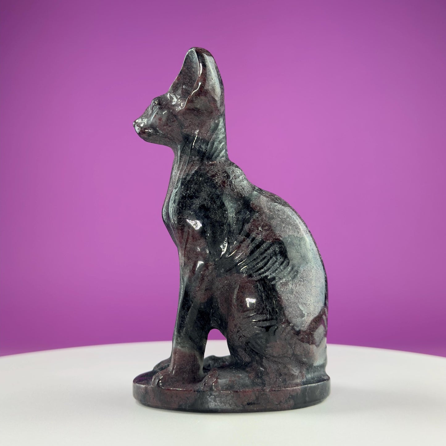 Garnet Egyptian Sphynx Cat Carving