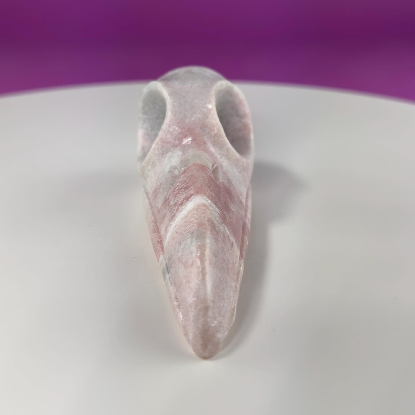 Pink Opal Raven Skull Carving