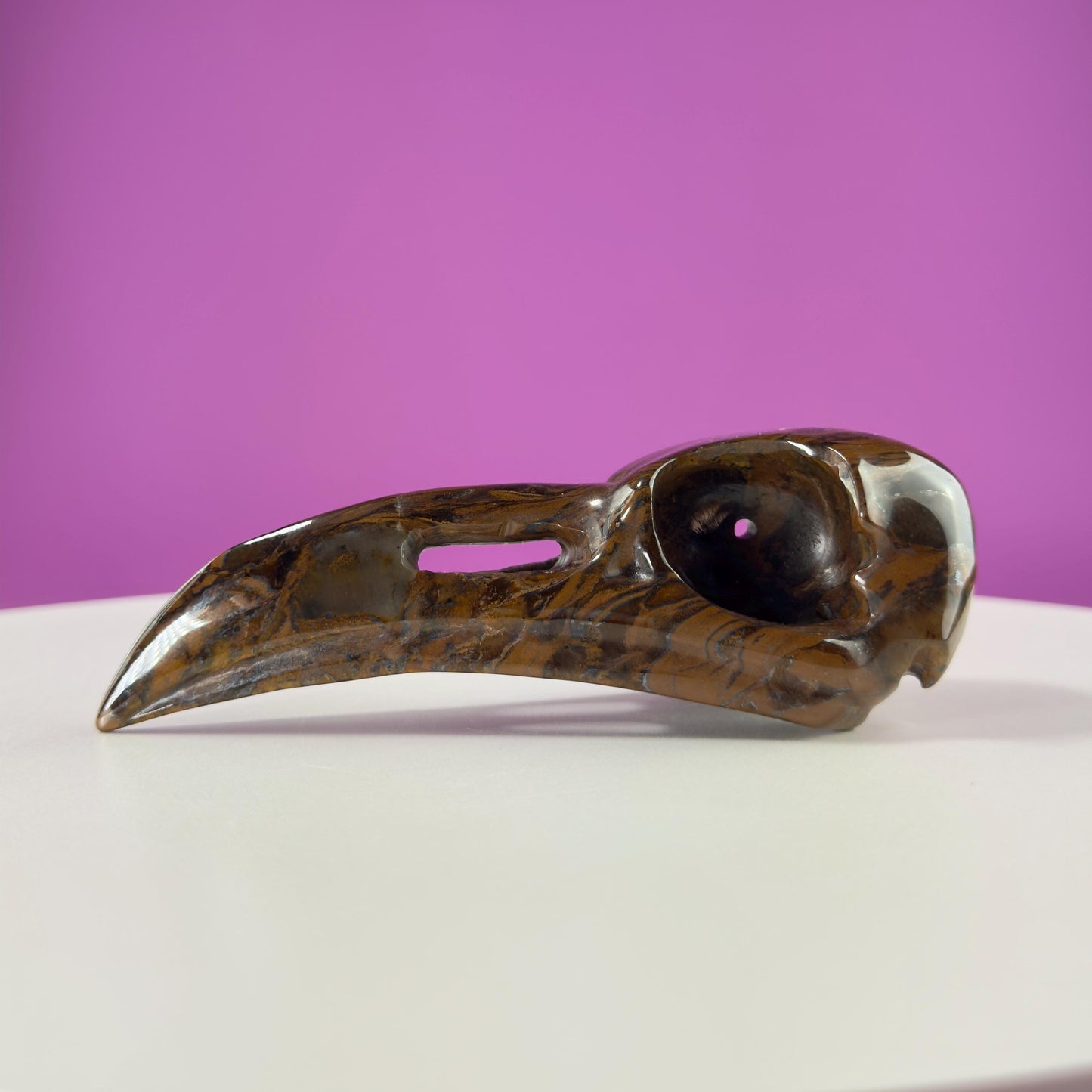Tiger Eye Raven Skull