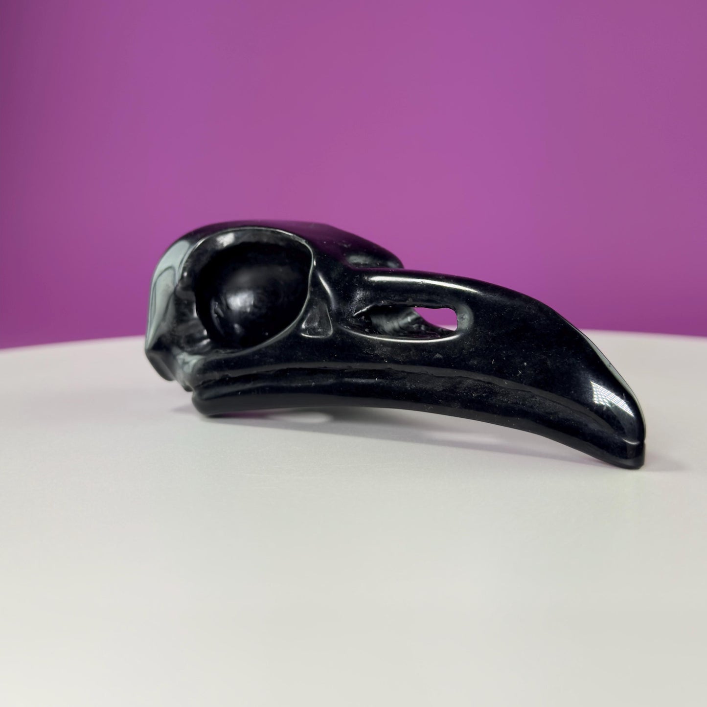 Black Obsidian Raven Skull Carving