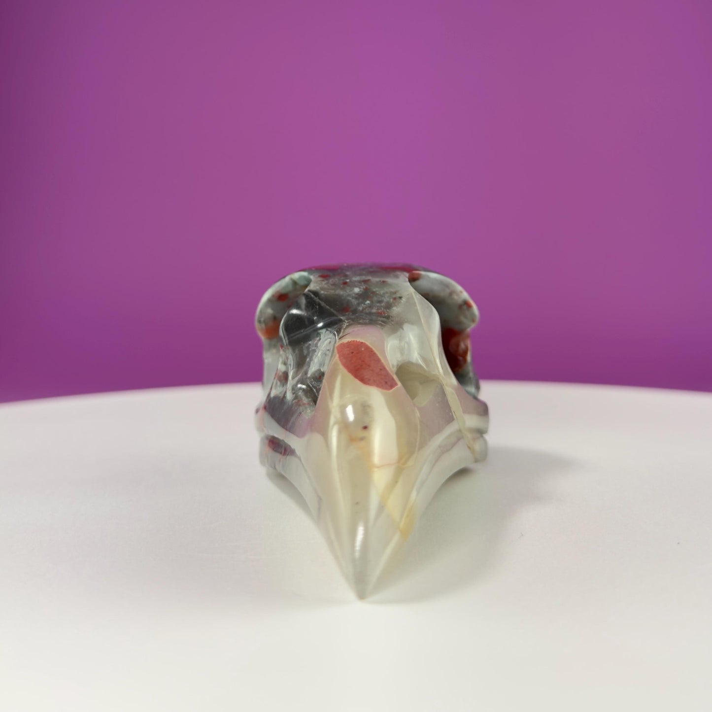 African Bloodstone Raven Skull Carving