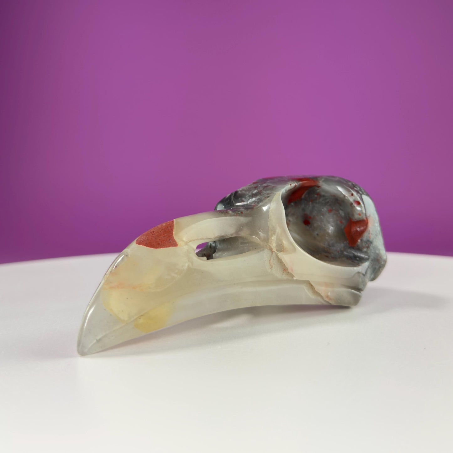 African Bloodstone Raven Skull Carving