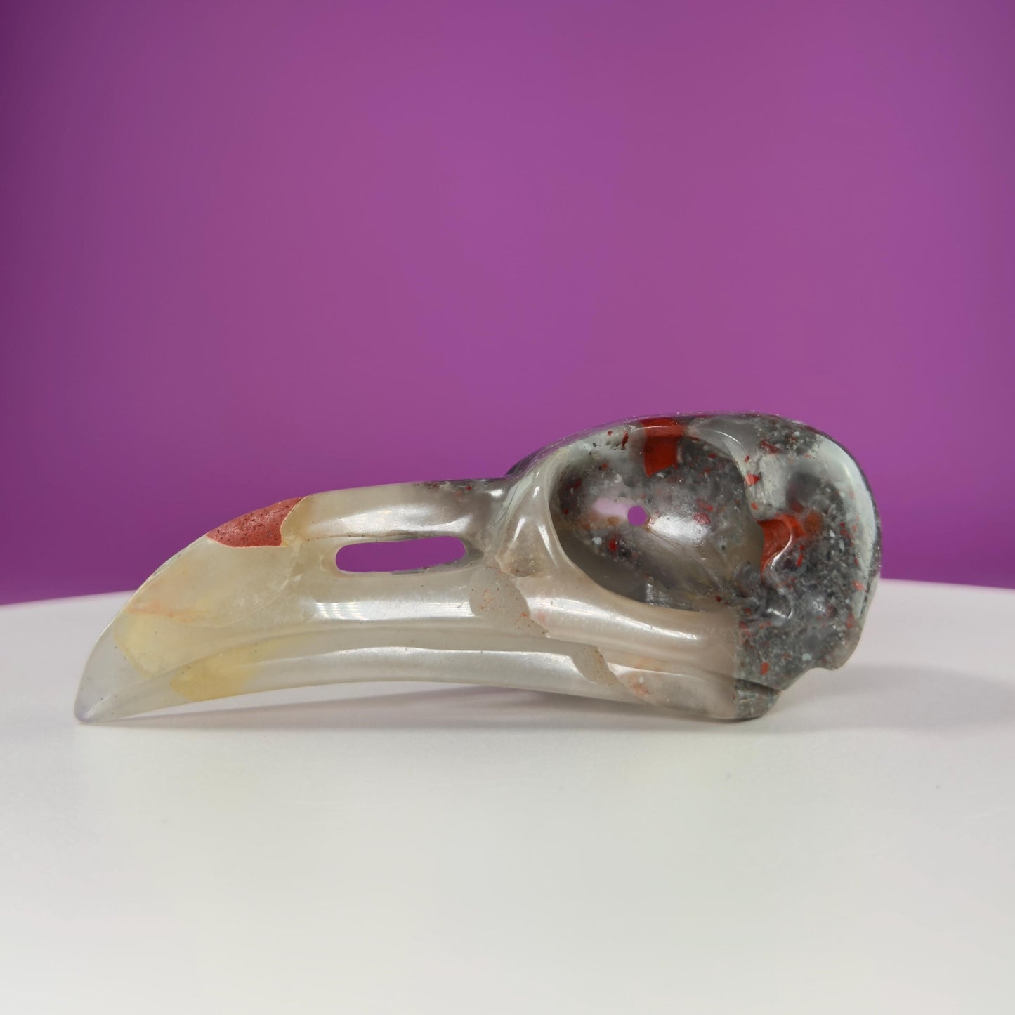 African Bloodstone Raven Skull Carving
