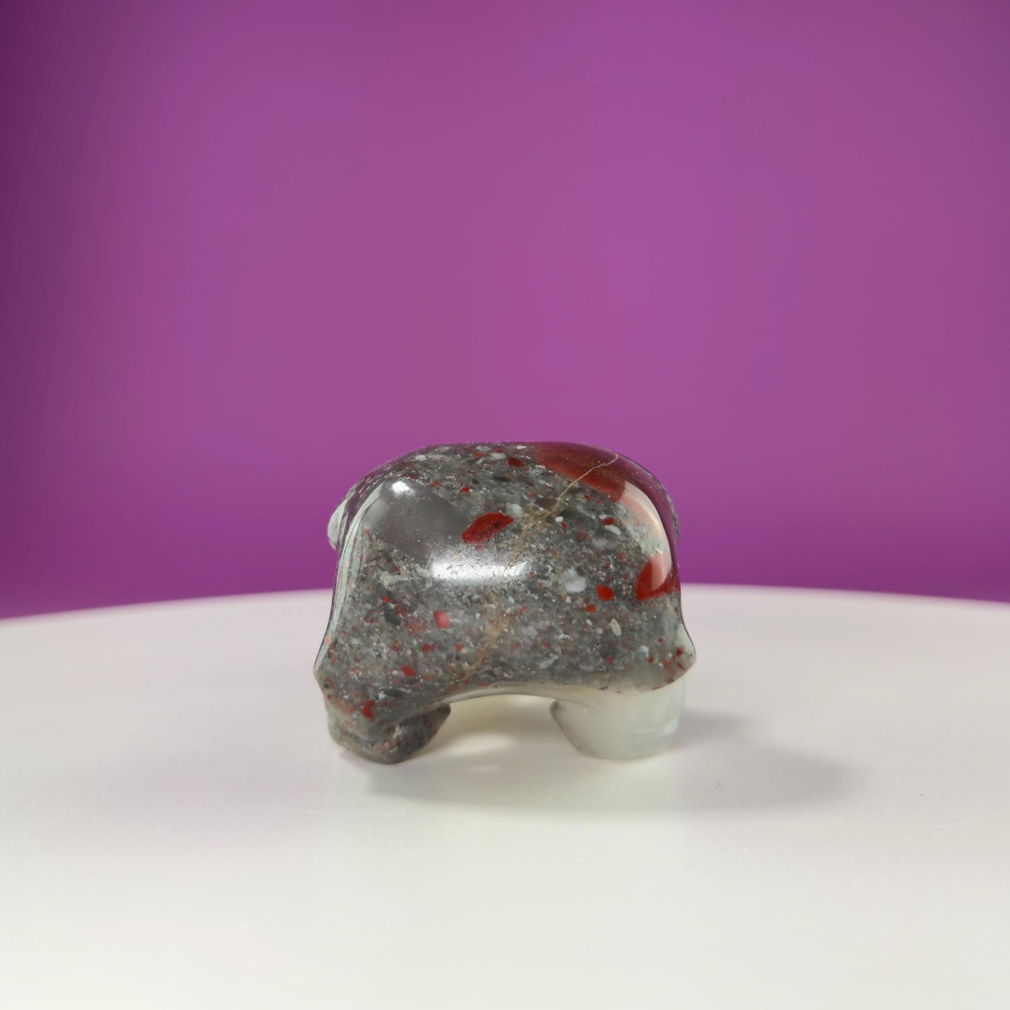 African Bloodstone Raven Skull Carving