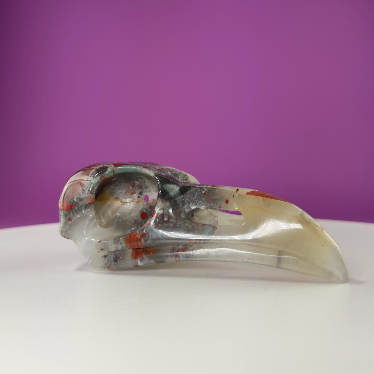 African Bloodstone Raven Skull Carving