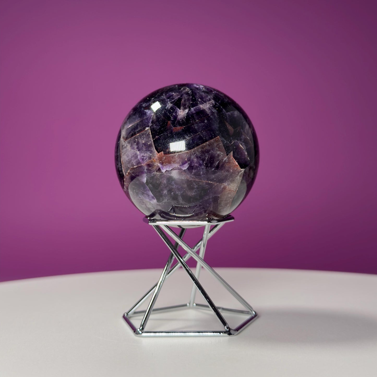 Super Seven Sphere (Brazil) (Includes Decorative Silver Spiral Stand)