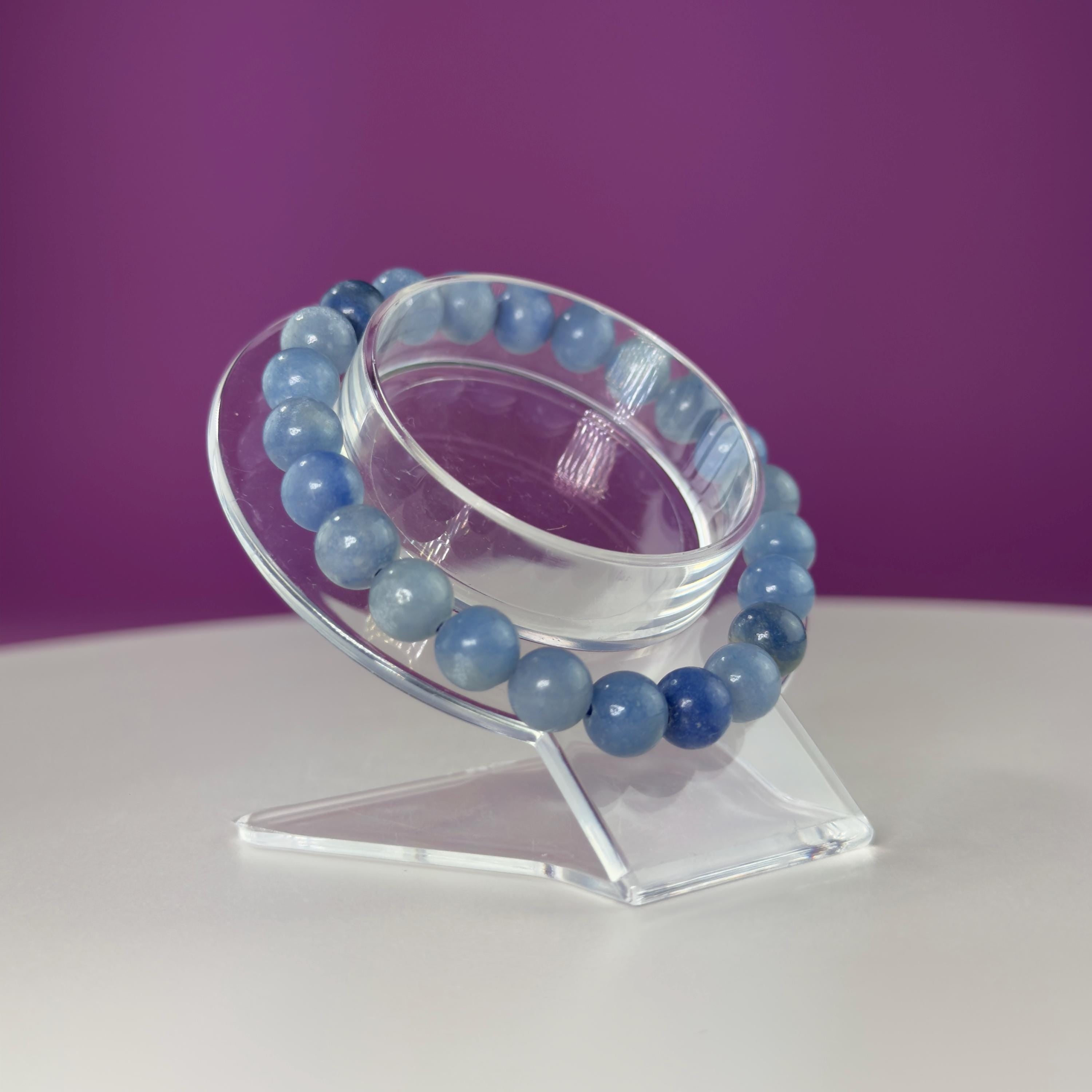 Blue Quartz Crystal Bracelet – 8mm Natural Stone Beads