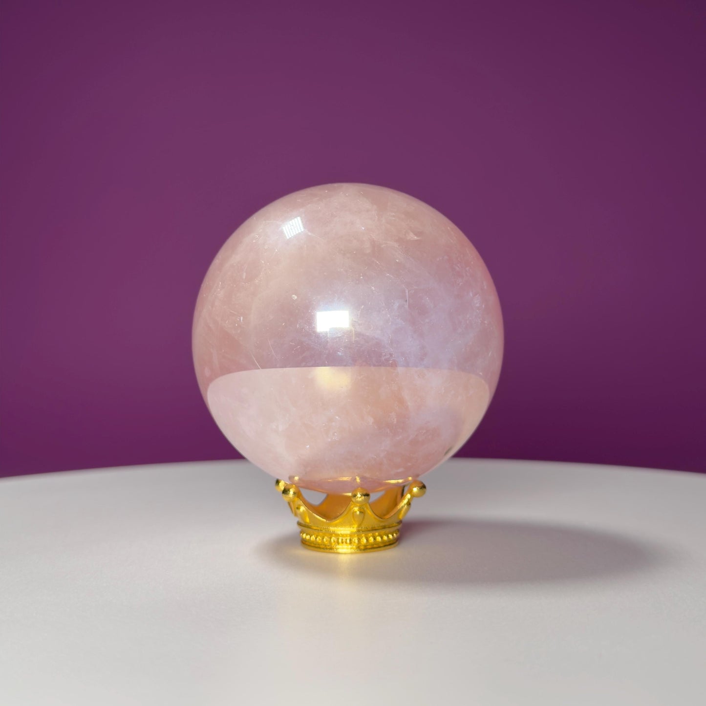 Aura Rose Quartz Sphere (Includes Gold Stand)