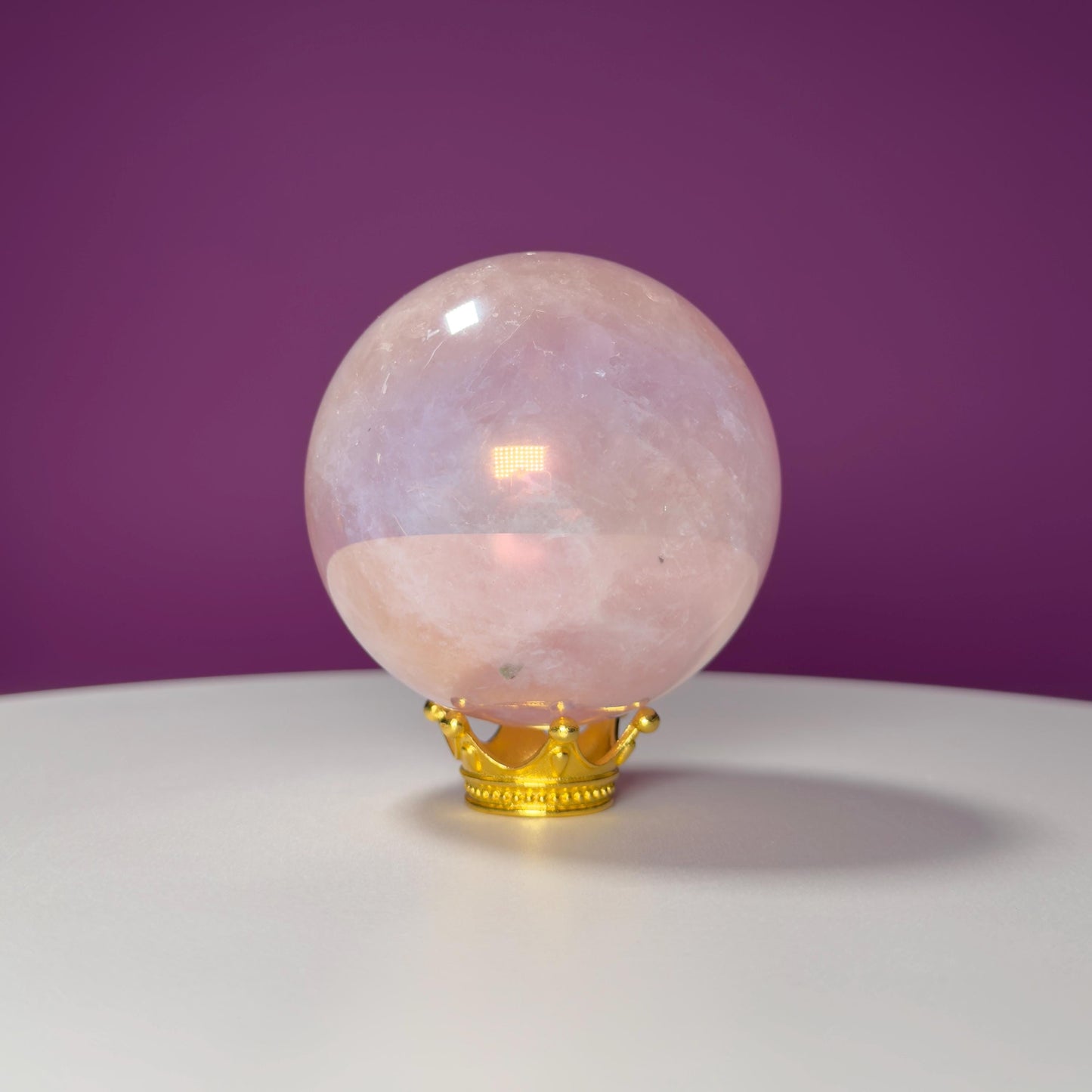 Aura Rose Quartz Sphere (Includes Gold Stand)