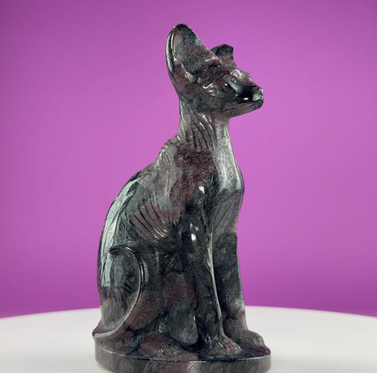 Garnet Egyptian Sphynx Cat Carving
