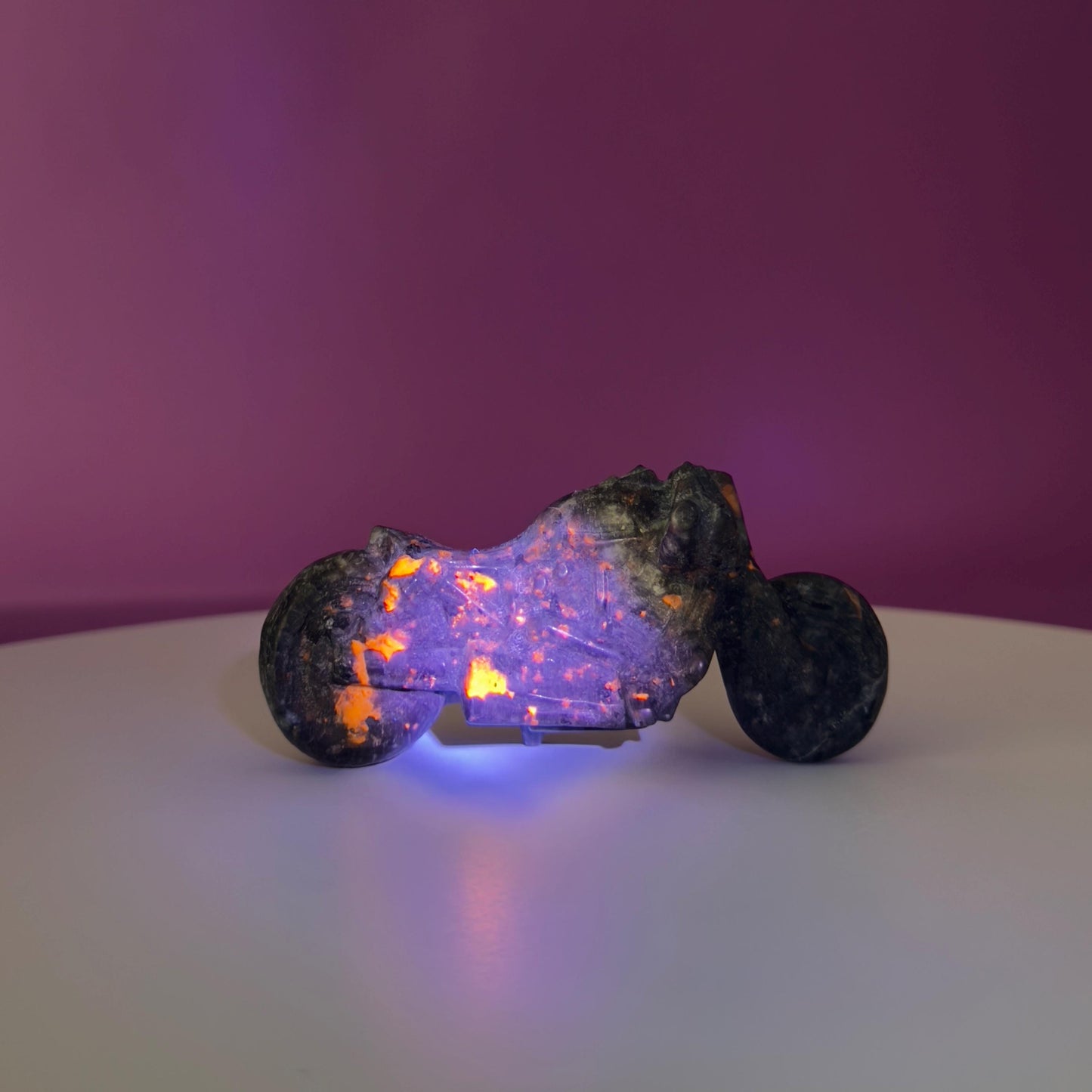 Yooperlite Motorcycle Carving, UV Reactive