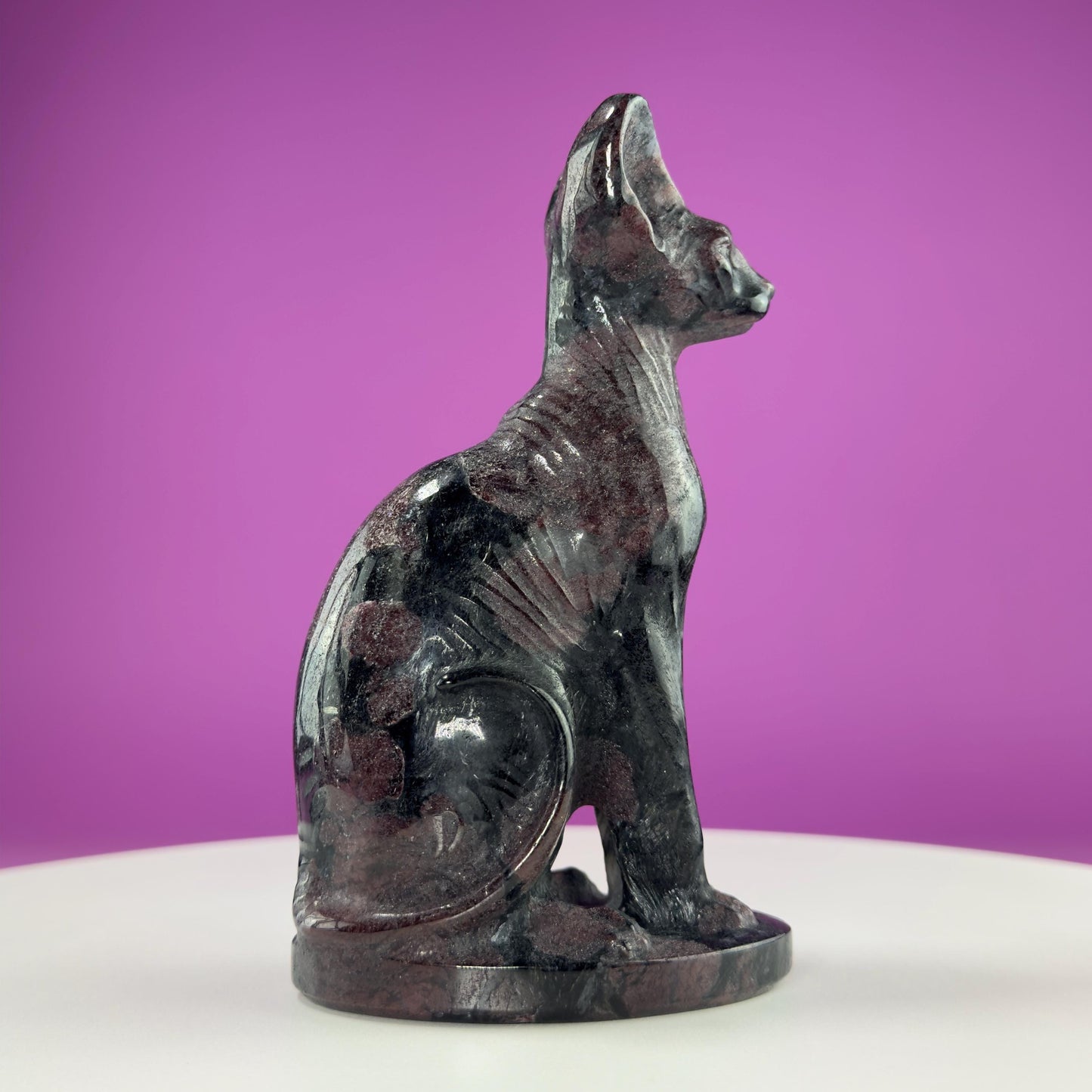 Garnet Egyptian Sphynx Cat Carving