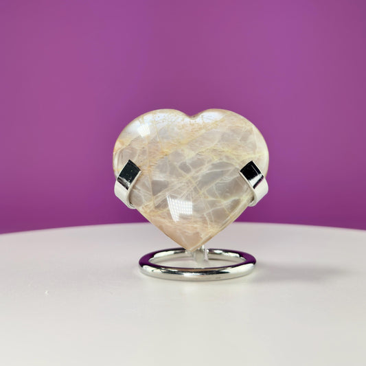 Moonstone Heart (Includes Silver Metal Stand)