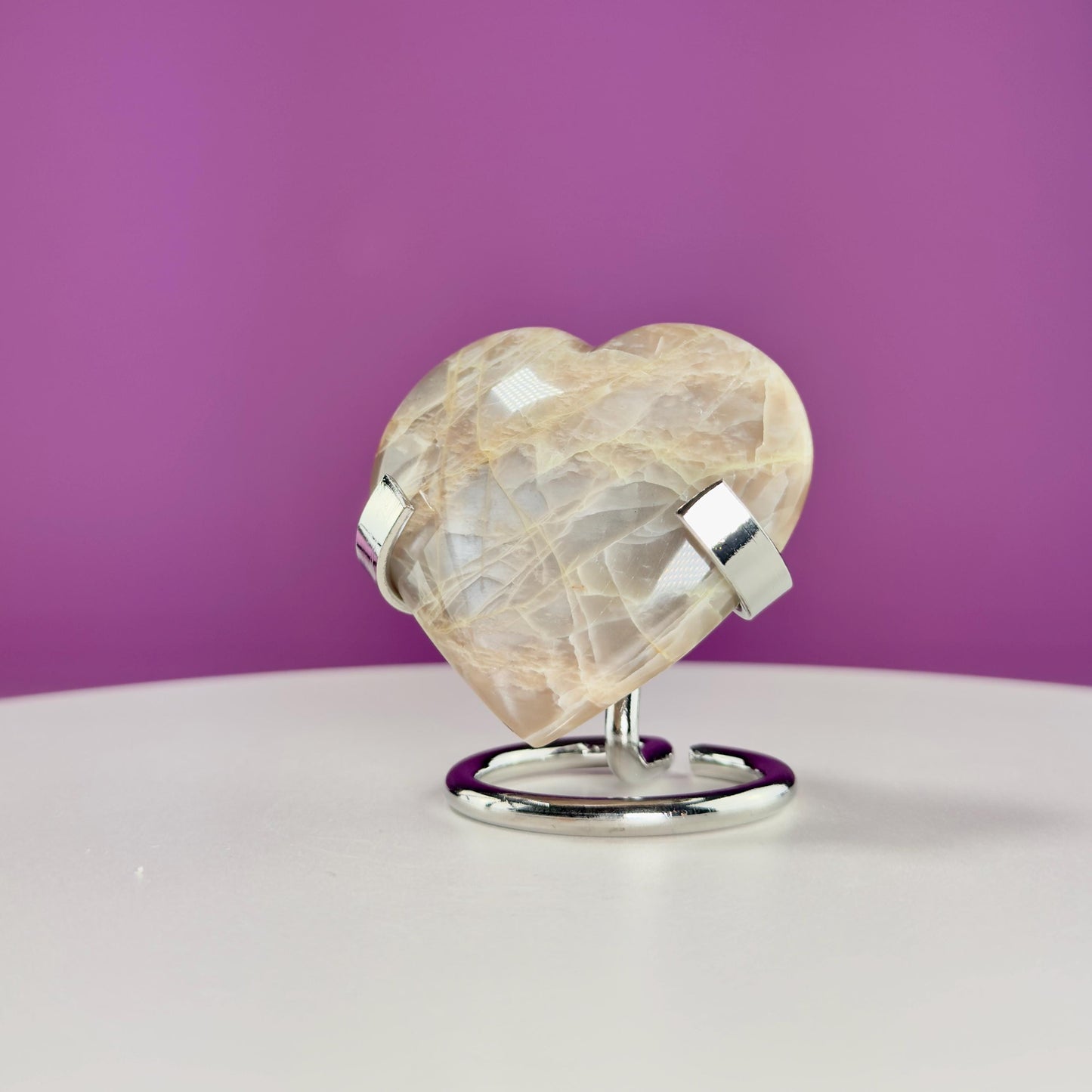 Moonstone Heart (Includes Silver Metal Stand)