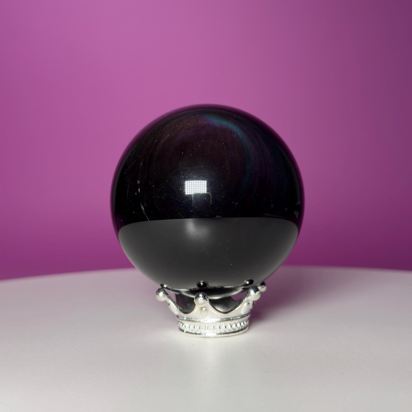Rainbow Obsidian Sphere (Includes Silver Stand)