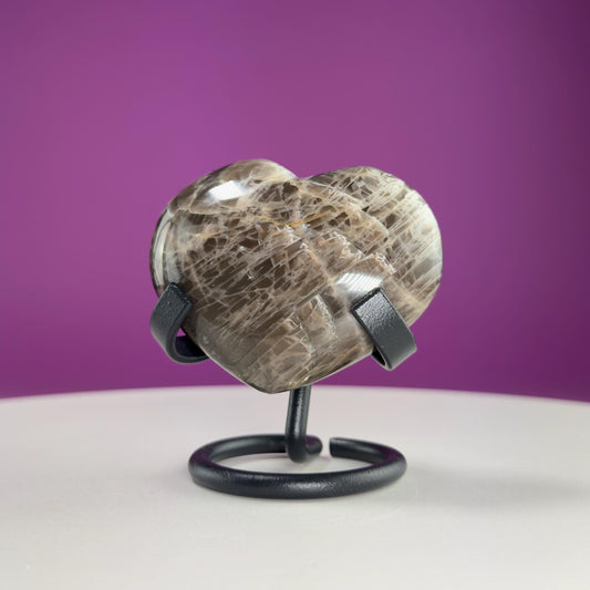 Black Moonstone Heart (Includes Black Metal Stand)