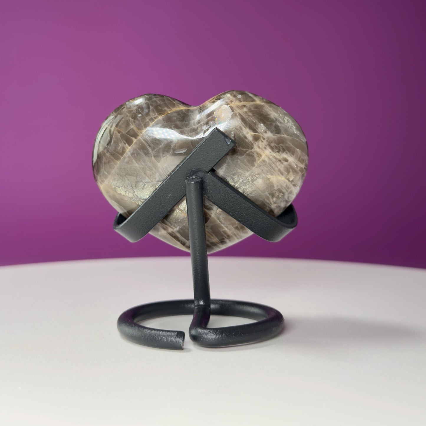 Black Moonstone Heart (Includes Black Metal Stand)