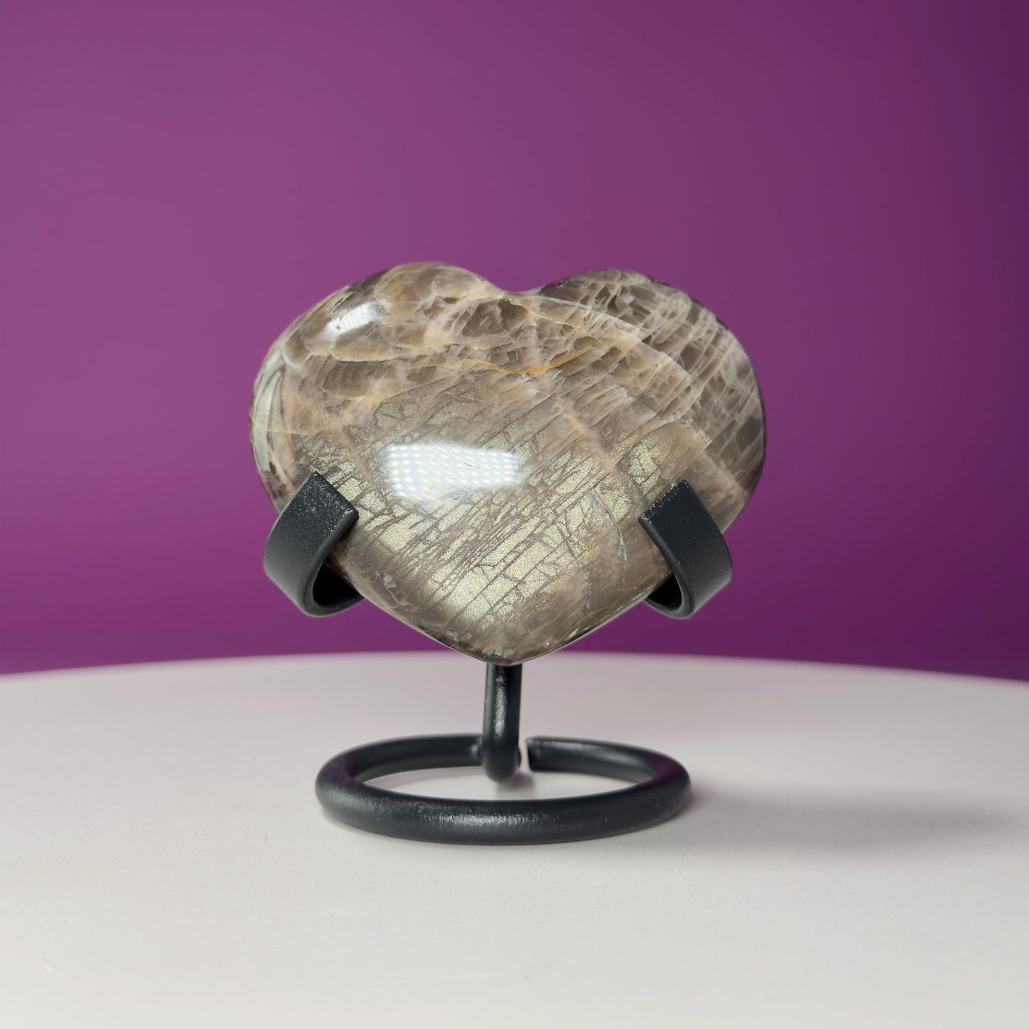Black Moonstone Heart (Includes Black Metal Stand)