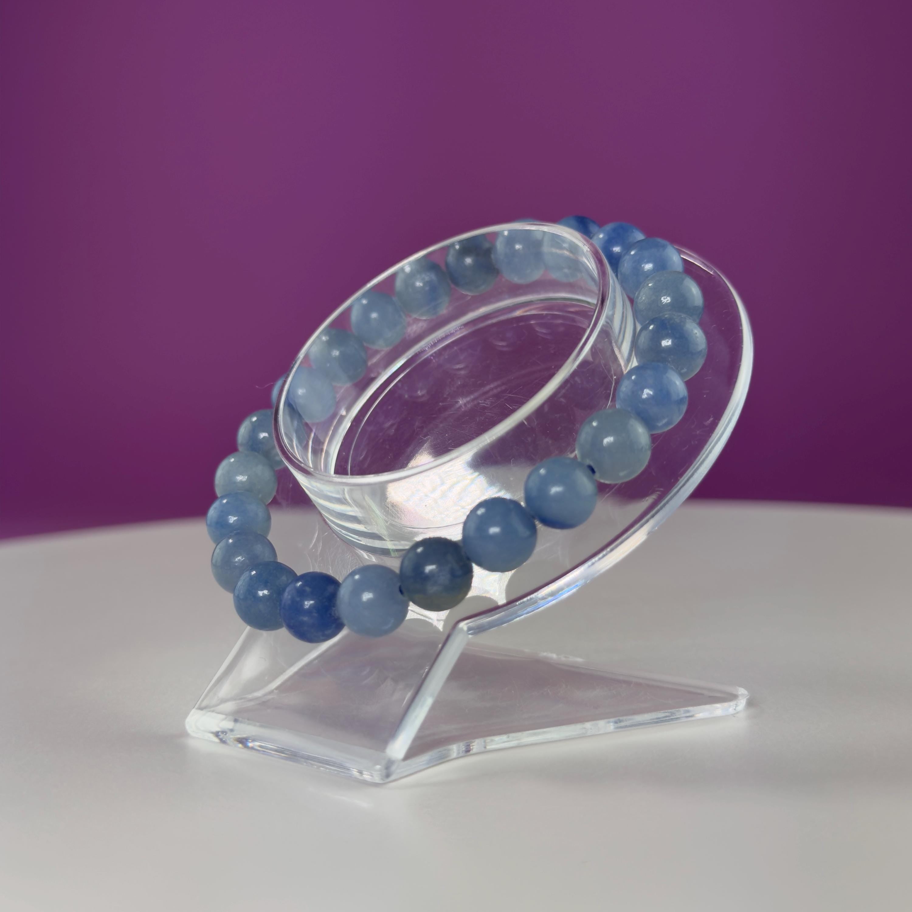 Blue Quartz Crystal Bracelet – 8mm Natural Stone Beads