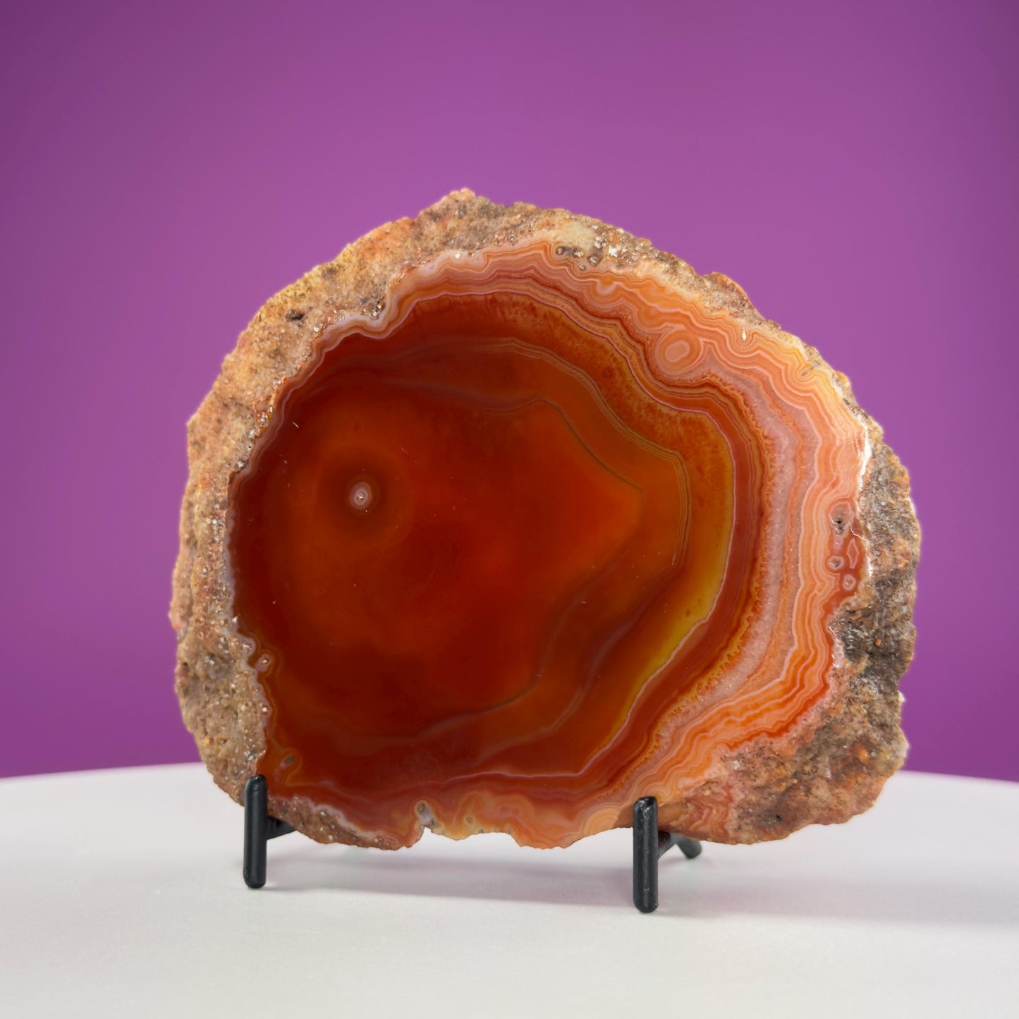 Carnelian Agate Slab (Includes Black Metal Stand)