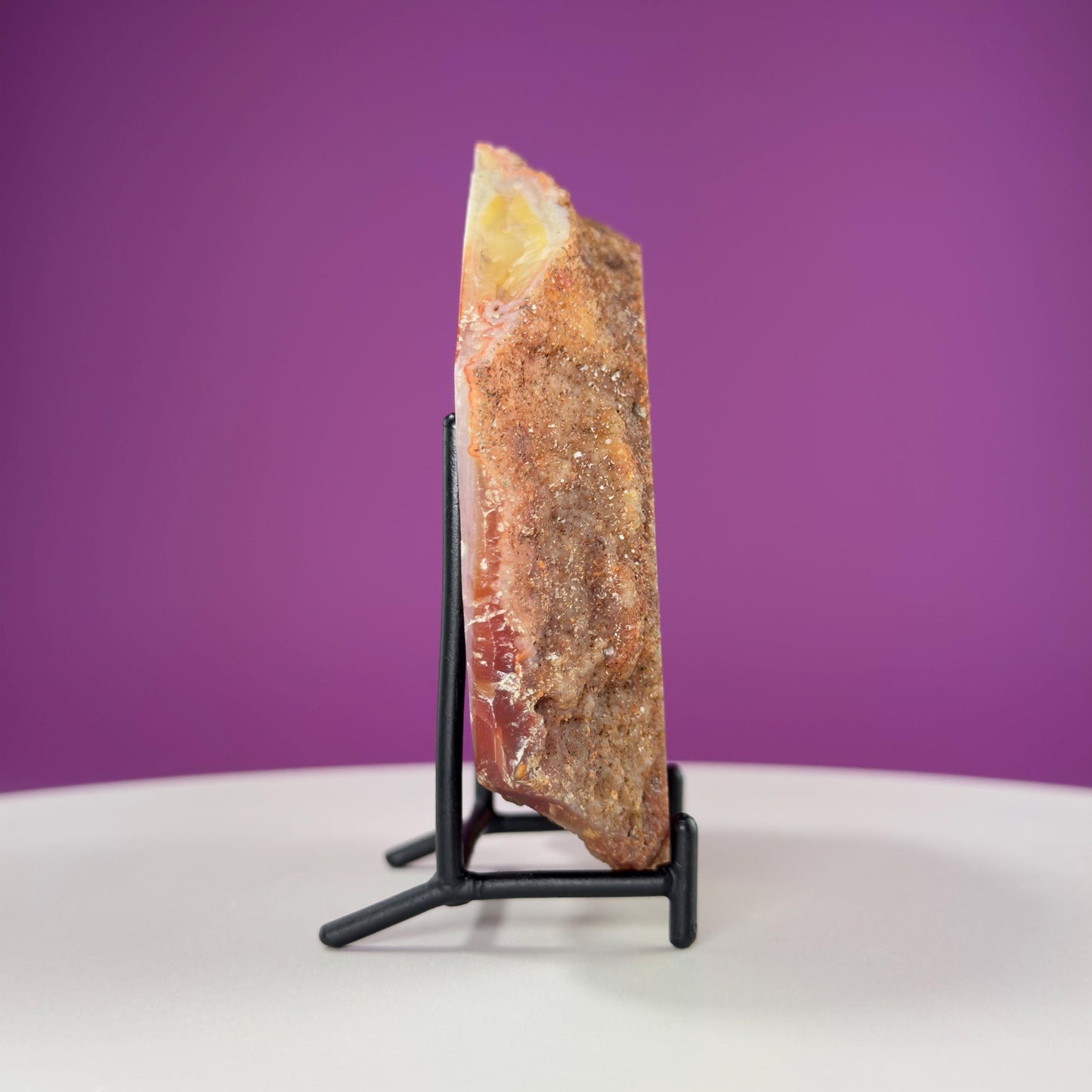 Carnelian Agate Slab (Includes Black Metal Stand)