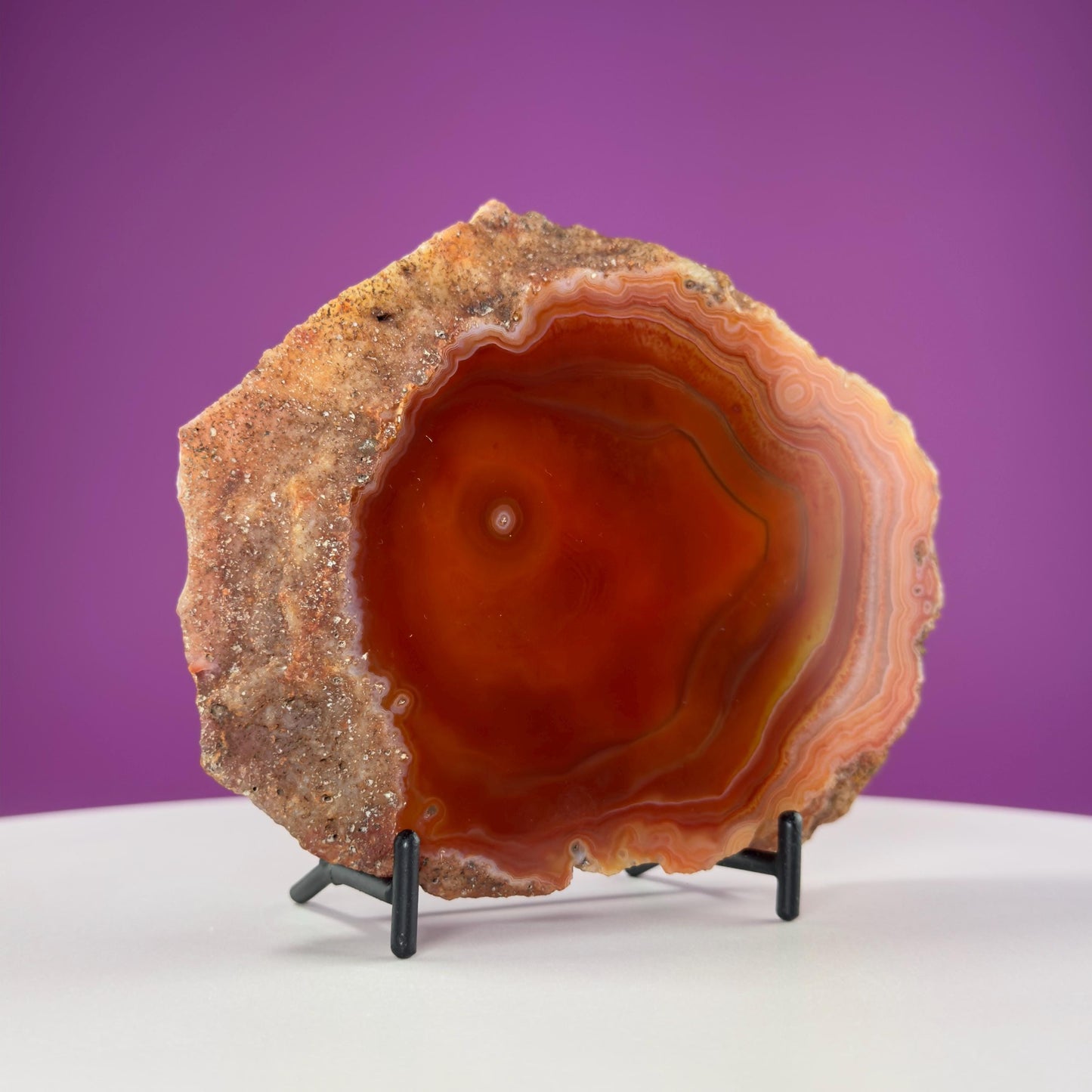 Carnelian Agate Slab (Includes Black Metal Stand)