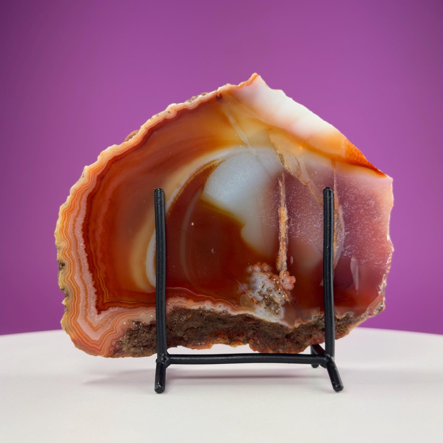 Carnelian Agate Slab (Includes Black Metal Stand)