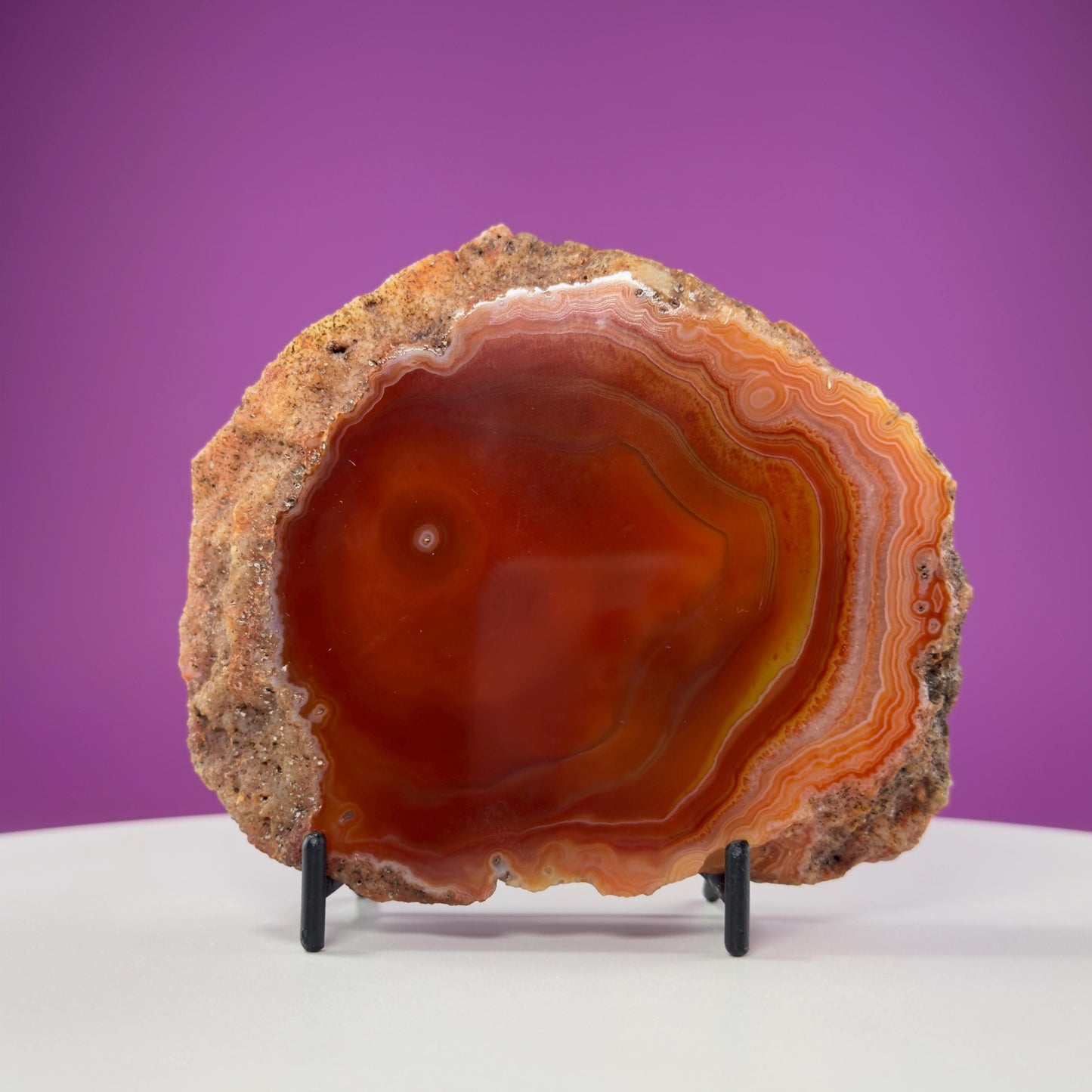 Carnelian Agate Slab (Includes Black Metal Stand)