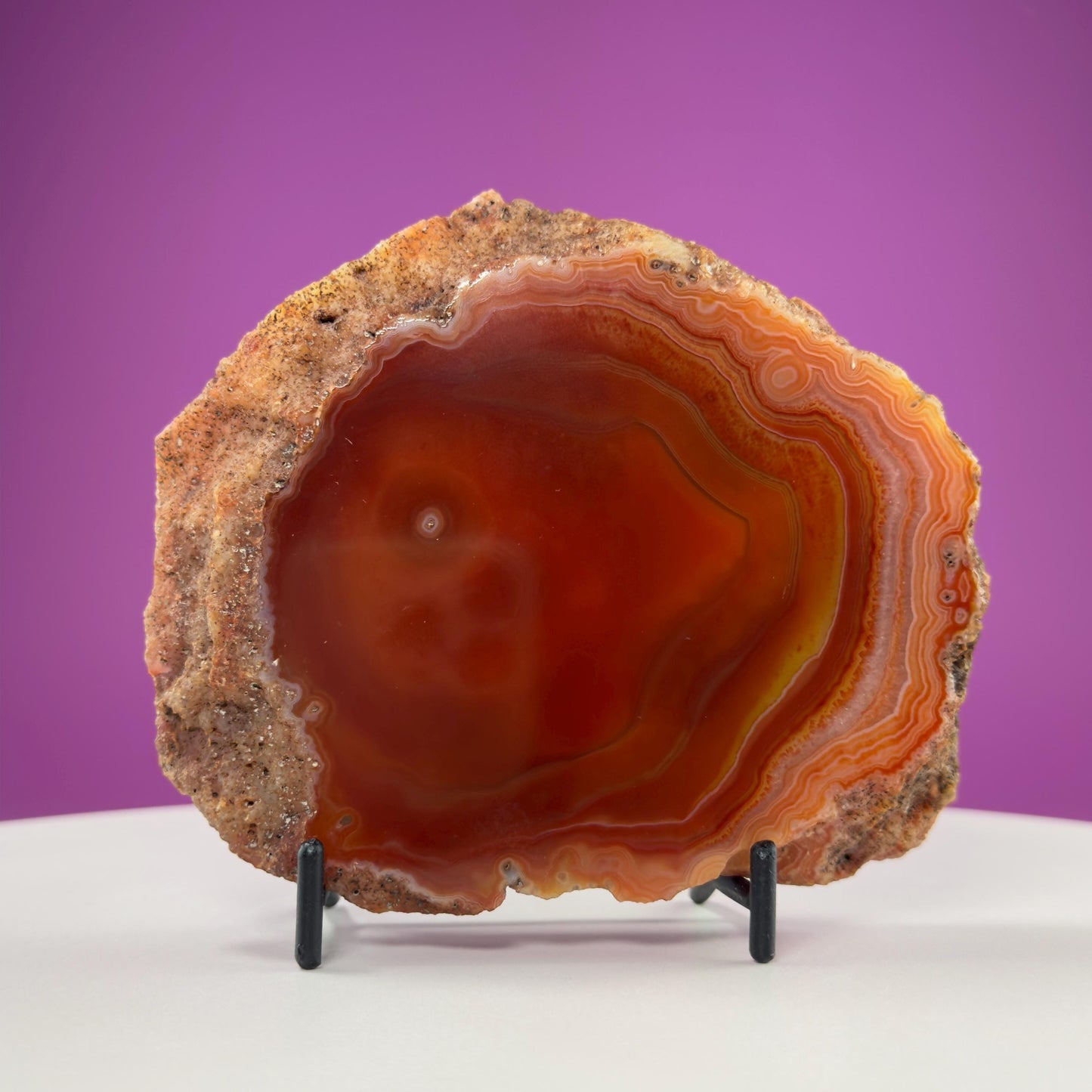 Carnelian Agate Slab (Includes Black Metal Stand)