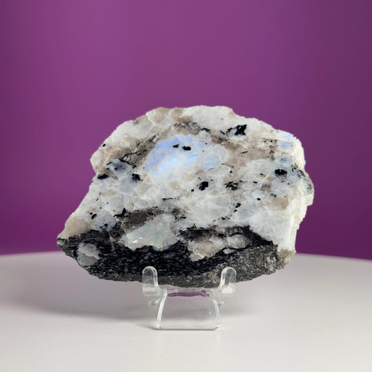 Rainbow Moonstone Slice (Includes Acrylic Stand)