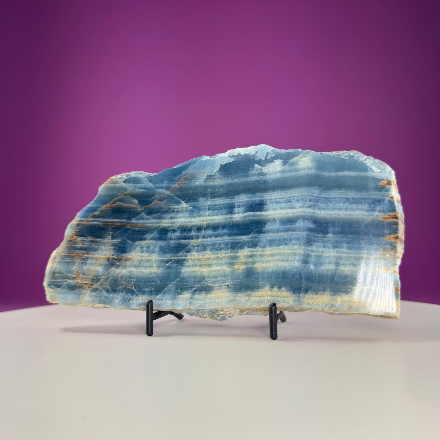 Blue Onyx Slab (Mexico) (Includes Black Metal Stand)