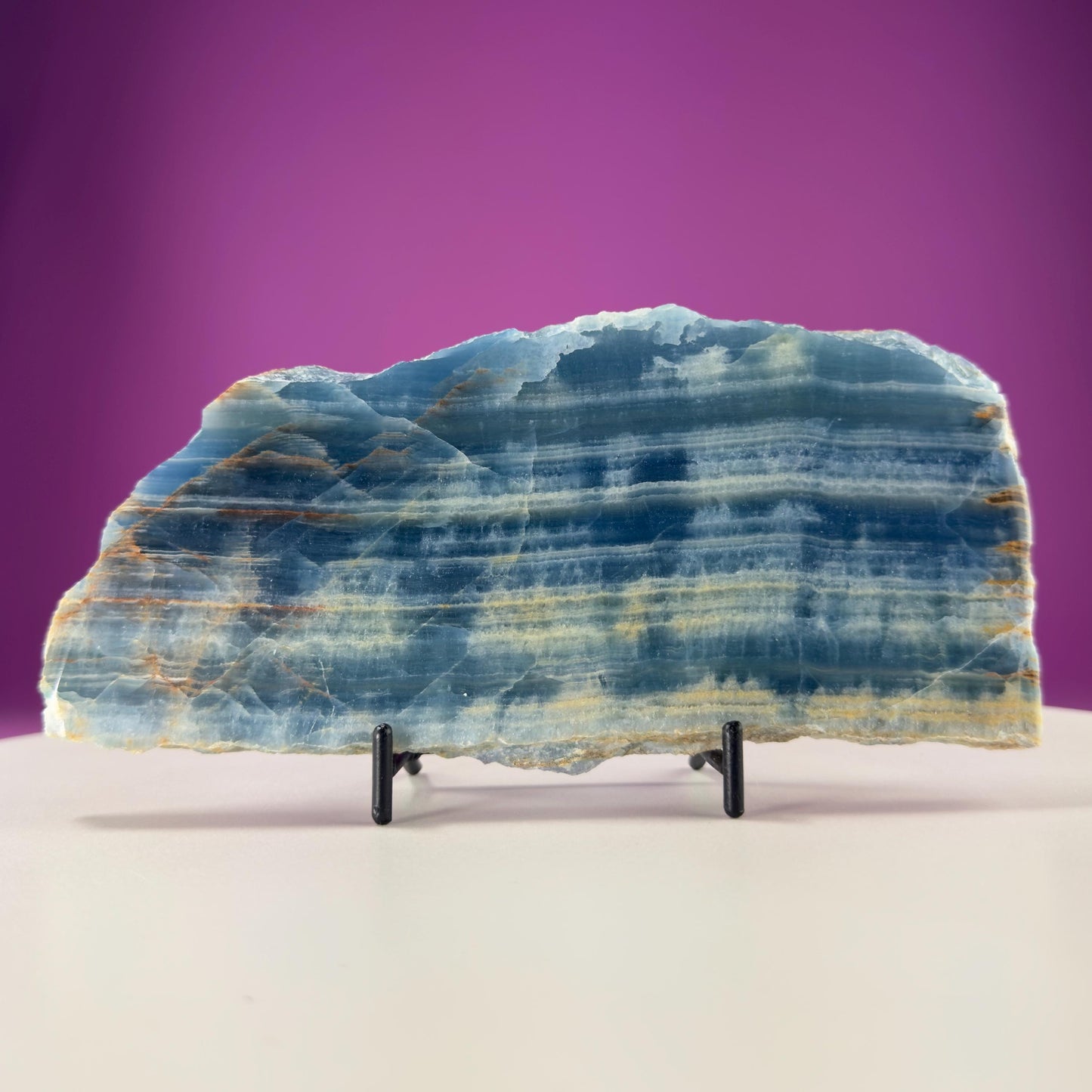Blue Onyx Slab (Mexico) (Includes Black Metal Stand)
