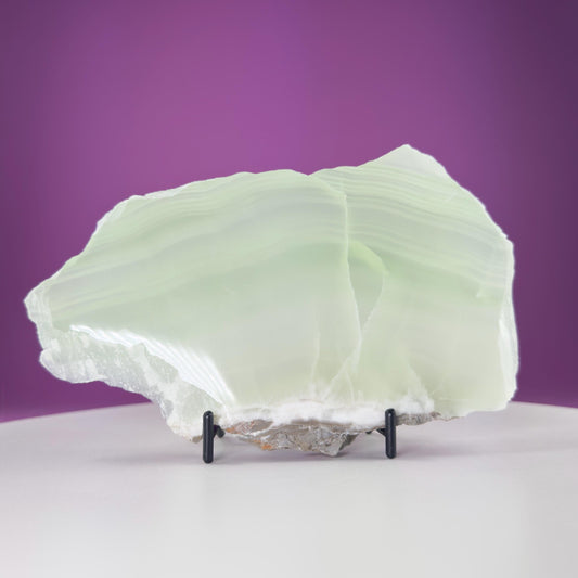 Green Calcite Slab (Mexico) (Includes Black Metal Stand)-UV Reactive