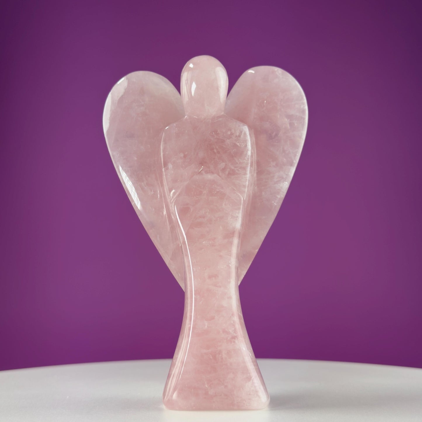 Rose Quartz Angel Carving | Love & Healing Crystal Guardian Angel