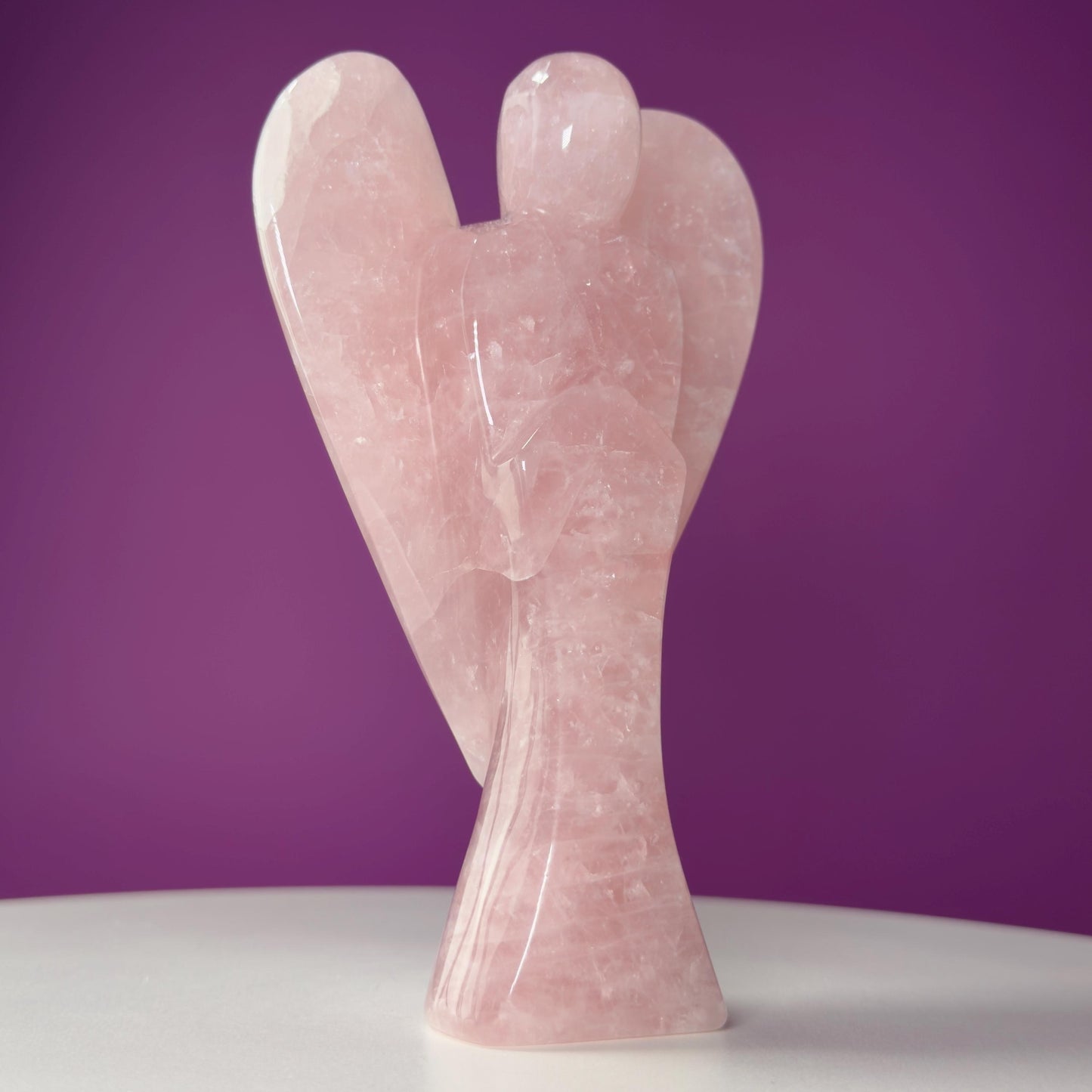 Rose Quartz Angel Carving | Love & Healing Crystal Guardian Angel